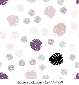 Light Pink, Yellow vector seamless doodle template with flowers, leaves. Modern abstract illustration with leaves and flowers. Design for textile, fabric, wallpapers.