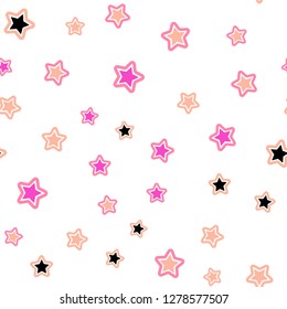 Light Pink, Yellow vector seamless texture with beautiful stars. Blurred decorative design in simple style with stars. Design for textile, fabric, wallpapers.
