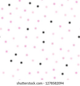Light Pink, Yellow vector seamless cover with beautiful snowflakes. Shining colorful illustration with snow on abstract template. Template for business cards, websites.