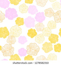 Light Pink, Yellow vector seamless natural backdrop with flowers. Creative illustration in blurred style with flowers. Template for business cards, websites.