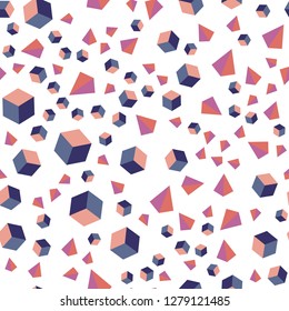 Light Pink, Yellow vector seamless, isometric layout with rectangles, triangles. Glitter abstract illustration with squares, lines. Pattern for design of fabric, wallpapers.