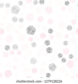 Light Pink, Yellow vector seamless doodle background with flowers. Flowers with gradient on white background. Texture for window blinds, curtains.