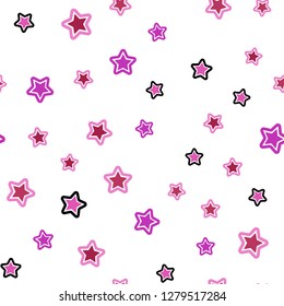 Light Pink, Yellow vector seamless cover with small and big stars. Blurred decorative design in simple style with stars. Pattern for trendy fabric, wallpapers.