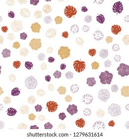 Light Pink, Yellow vector seamless abstract design with leaves, flowers. Colorful abstract illustration with leaves in doodle style. Texture for window blinds, curtains.