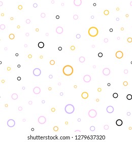 Light Pink, Yellow vector seamless background with bubbles. Illustration with set of shining colorful abstract circles. New design for ad, poster, banner of your website.