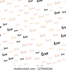 Light Pink, Yellow vector seamless template with text LOVE YOU. Illustration with colorful phrase LOVE YOU in romantic style. Design for wallpaper, fabric makers.