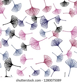 Light Pink, Yellow vector seamless doodle texture with leaves. Colorful abstract illustration with leaves in doodle style. Design for textile, fabric, wallpapers.