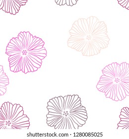 Light Pink, Yellow vector seamless doodle texture with flowers. Colorful illustration in doodle style with flowers. Texture for window blinds, curtains.