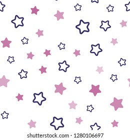 Light Pink, Yellow vector seamless pattern with christmas stars. Glitter abstract illustration with colored stars. Pattern for design of fabric, wallpapers.