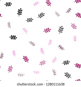 Light Pink, Yellow vector seamless doodle layout with leaves. Decorative illustration with doodles on abstract template. Pattern for trendy fabric, wallpapers.