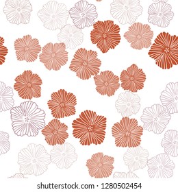 Light Pink, Yellow vector seamless doodle pattern with flowers. Shining colored illustration with flowers. Design for textile, fabric, wallpapers.