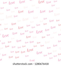 Light Pink, Yellow vector seamless background with words of love. Illustration with phrase LOVE YOU for valentine's day. Design for wallpaper, fabric makers.