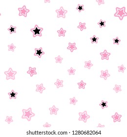 Light Pink, Yellow vector seamless template with sky stars. Modern geometrical abstract illustration with stars. Design for wallpaper, fabric makers.