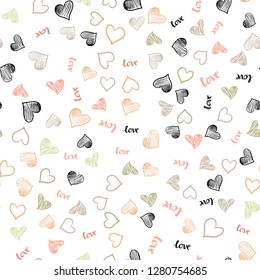 Light Pink, Yellow vector seamless pattern with phrase LOVE YOU, hearts. Illustration with phrase LOVE YOU, hearts for valentine's day. Design for wallpaper, fabric makers.