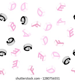 Light Pink, Yellow vector seamless backdrop with 3D english symbols. Abstract illustration with colorful 3D latin alphabet. Pattern for design of fabric, wallpapers.