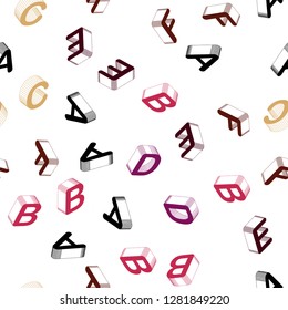 Light Pink, Yellow vector seamless template with 3D isolated letters. Colorful 3D alphabet signs with gradient on white background. Texture for window blinds, curtains.