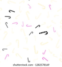 Light Pink, Yellow vector seamless background with tasty xmas sweets.