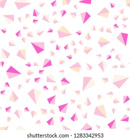 Light Pink, Yellow vector seamless, isometric cover with polygonal style. Beautiful illustration with triangles in nature style. Pattern for trendy fabric, wallpapers.