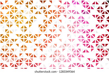 Light Pink, Yellow vector seamless backdrop with lines, triangles. Illustration with set of colorful triangles. Template for business cards, websites.