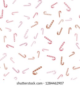 Light Pink, Yellow vector seamless background with sweet xmas lollipops.