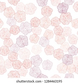 Light Pink, Yellow vector seamless elegant wallpaper with flowers. Decorative design of flowers on white background. Pattern for design of fabric, wallpapers.