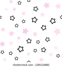 Light Pink, Yellow vector seamless pattern with christmas stars. Glitter abstract illustration with colored stars. Texture for window blinds, curtains.