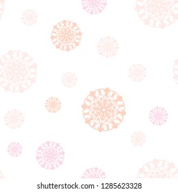Light Pink, Yellow vector seamless pattern with christmas snowflakes. Blurred decorative design in xmas style with snow. Trendy design for wallpaper, fabric makers.