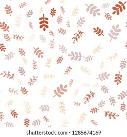 Light Pink, Yellow vector seamless natural pattern with leaves, branches. Colorful illustration in doodle style with leaves, branches. Texture for window blinds, curtains.