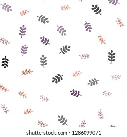 Light Pink, Yellow vector seamless natural backdrop with leaves. leaves on blurred abstract background with gradient. Pattern for design of fabric, wallpapers.