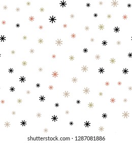 Light Pink, Yellow vector seamless texture with colored snowflakes. Shining colorful illustration with snow on abstract template. Design for wallpaper, fabric makers.
