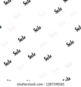 Light Pink, Yellow vector seamless layout with discount words. Gradient illustration with discount signs on white backdrop. Design for business ads, commercials.