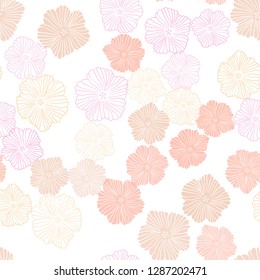 Light Pink, Yellow vector seamless doodle texture with flowers. Colorful illustration in doodle style with flowers. Pattern for design of fabric, wallpapers.