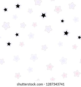 Light Pink, Yellow vector seamless cover with small and big stars. Shining colored illustration with stars. Pattern for design of fabric, wallpapers.