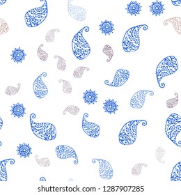 Light Pink, Yellow vector seamless elegant template with leaves and flowers. Glitter abstract illustration with leaves and flowers. Texture for window blinds, curtains.