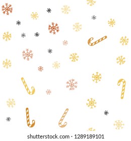 Light Pink, Yellow vector seamless background with tasty xmas sweets.