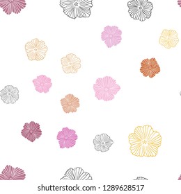 Light Pink, Yellow vector seamless doodle layout with flowers. Colorful illustration in doodle style with flowers. Texture for window blinds, curtains.