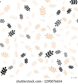Light Pink, Yellow vector seamless abstract pattern with leaves, branches. Leaves and branches with gradient on white background. Design for wallpaper, fabric makers.