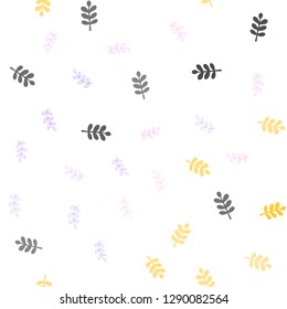 Light Pink, Yellow vector seamless elegant background with leaves. leaves on blurred abstract background with gradient. Pattern for trendy fabric, wallpapers.