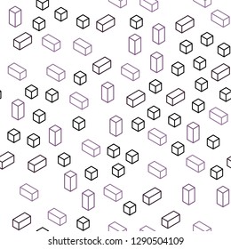Light Pink, Yellow vector seamless, isometric pattern in square style. Illustration with set of colorful rectangles. Pattern for design of fabric, wallpapers.