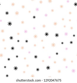 Light Pink, Yellow vector seamless layout with bright snowflakes. Shining colorful illustration with snow in christmas style. Pattern for trendy fabric, wallpapers.