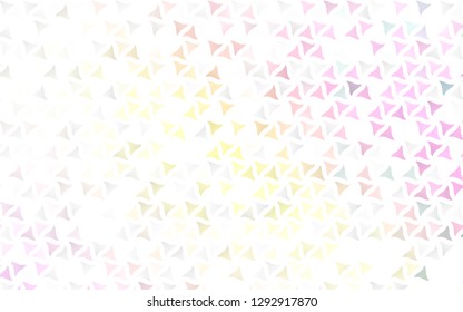 Light Pink, Yellow vector seamless backdrop with lines, triangles. Abstract gradient illustration with triangles. Trendy design for wallpaper, fabric makers.