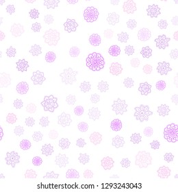 Light Pink, Yellow vector seamless cover with beautiful snowflakes. Snow on blurred abstract background with gradient. Pattern for design of fabric, wallpapers.