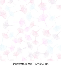Light Pink, Yellow vector seamless doodle layout with leaves. leaves on elegant natural pattern with gradient. Design for textile, fabric, wallpapers.