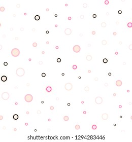 Light Pink, Yellow vector seamless template with circles. Blurred decorative design in abstract style with bubbles. Trendy design for wallpaper, fabric makers.