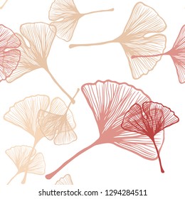 Light Pink, Yellow vector seamless doodle texture with leaves. Blurred decorative design in Indian style with leaves. Design for textile, fabric, wallpapers.