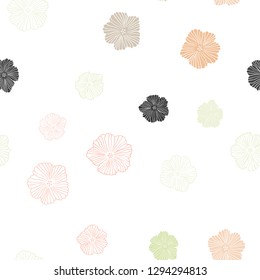 Light Pink, Yellow vector seamless elegant template with flowers. Shining colored illustration with flowers. Template for business cards, websites.