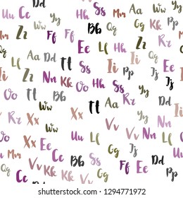 Light Pink, Yellow vector seamless pattern with ABC symbols. Blurred design in simple style with signs of alphabet. Design for wallpaper, fabric makers.