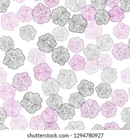 Light Pink, Yellow vector seamless natural background with flowers. Flowers with gradient on white background. Template for business cards, websites.