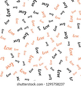 Light Pink, Yellow vector seamless template with text LOVE YOU. Colorful illustration with quote LOVE YOU in celebration style. Texture for window blinds, curtains.