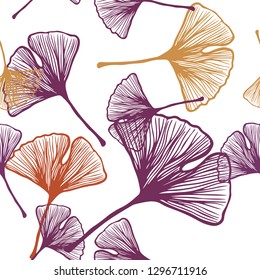 Light Pink, Yellow vector seamless elegant wallpaper with leaves. An elegant bright illustration with leaves in Natural style. Design for textile, fabric, wallpapers.